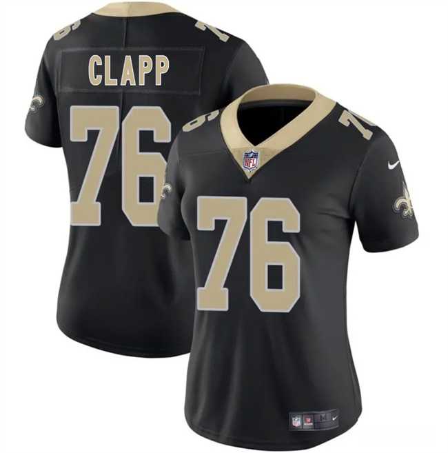 Women%27s New Orleans Saints #76 Will Clapp Black 2025 Vapor Stitched Limited Jersey Dzhi